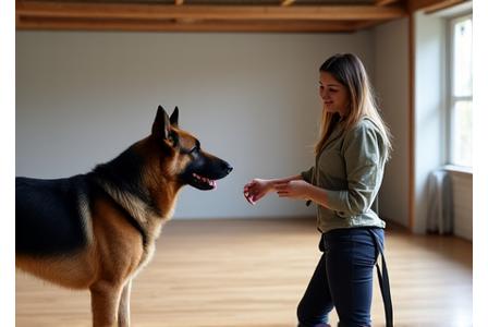 プロのトレーナーと練習する犬